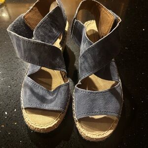 Rockport Light Blue Suede Wedge Sandals